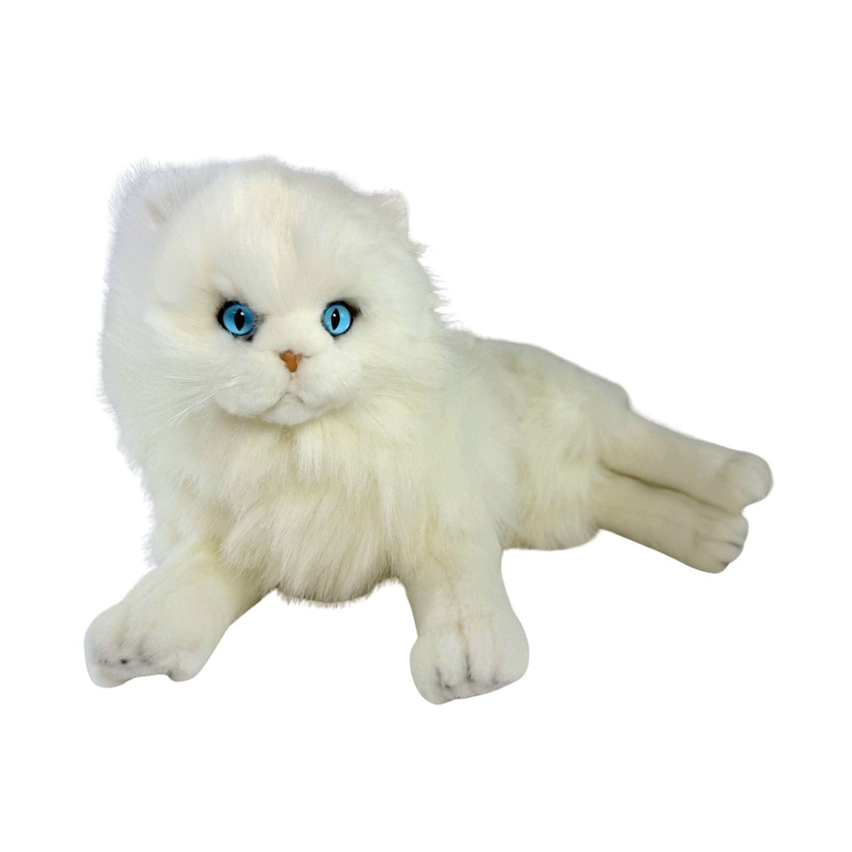 Bocchetta Snowflake 38cm Lying Persian Cat Plush Toy - White (Realistic Stuffed Animal Cat Gift)