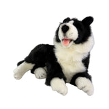 Bocchetta Starsky 40cm Lying Border Collie Puppy Plush Toy - Black/White (Realistic Stuffed Animal Dog Gift)