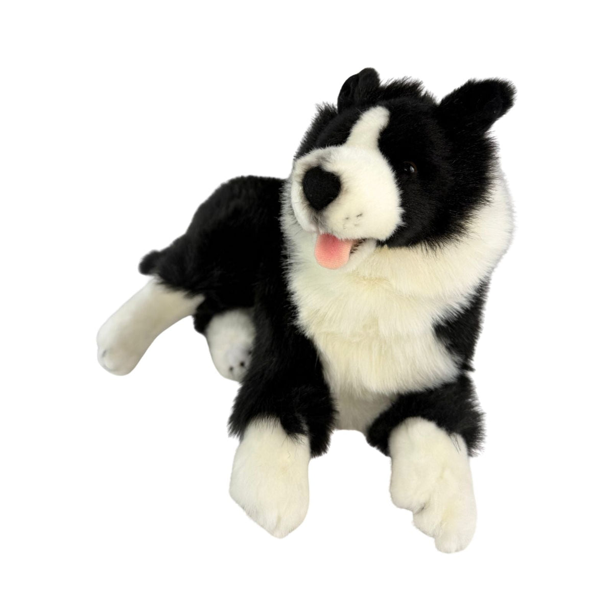 Bocchetta Starsky 40cm Lying Border Collie Puppy Plush Toy - Black/White (Realistic Stuffed Animal Dog Gift)