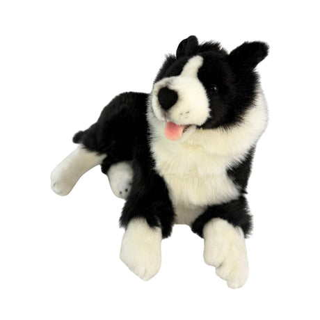 Bocchetta Starsky 40cm Lying Border Collie Puppy Plush Toy - Black/White (Realistic Stuffed Animal Dog Gift)