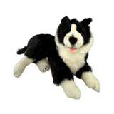 Bocchetta Starsky 40cm Lying Border Collie Puppy Plush Toy - Black/White (Realistic Stuffed Animal Dog Gift)