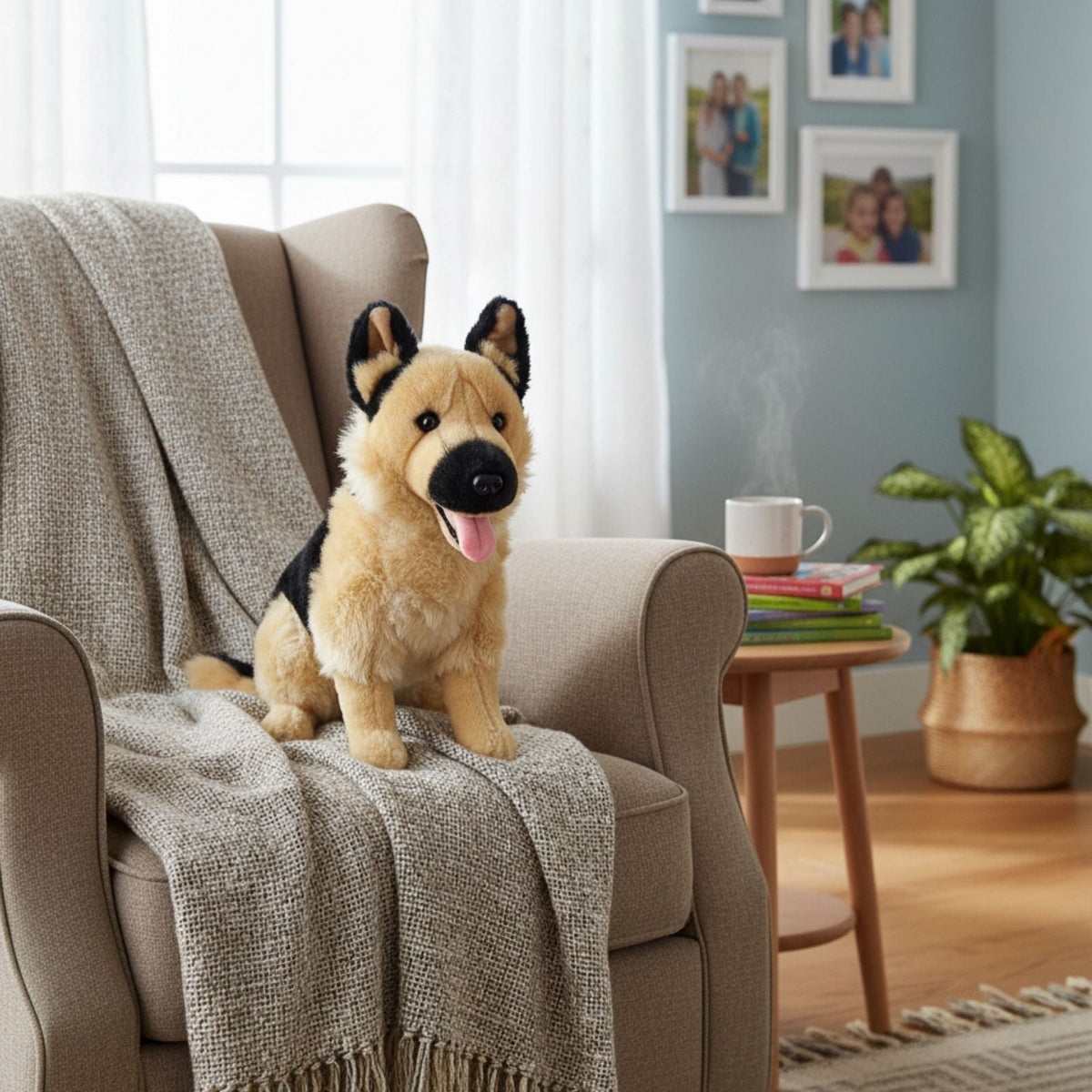 Bocchetta Stella 38cm Sitting German Shepherd Plush Toy (Realistic Stuffed Animal Dog Gift)