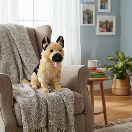 Bocchetta Stella 38cm Sitting German Shepherd Plush Toy (Realistic Stuffed Animal Dog Gift)