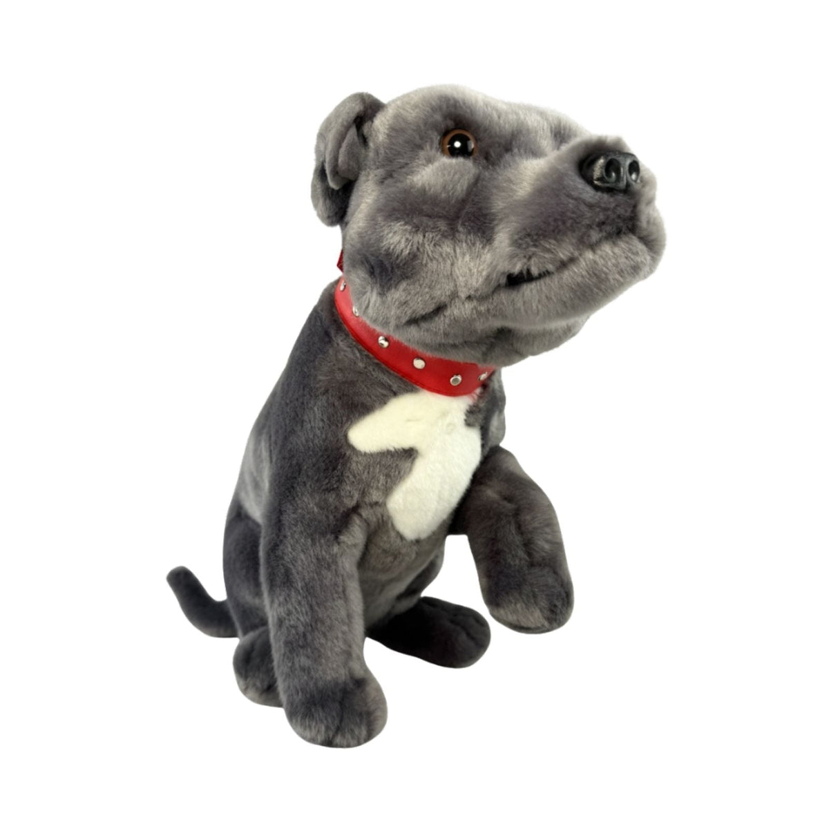 Bocchetta Storm 32cm Sitting Staffy Plush Toy - Grey (Realistic Stuffed Animal Dog Gift)