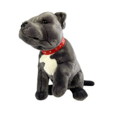 Bocchetta Storm 32cm Sitting Staffy Plush Toy - Grey (Realistic Stuffed Animal Dog Gift)