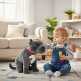 Bocchetta Storm 32cm 2kg Weighted Sitting Staffy Doorstop Plush Toy - Grey (Realistic Stuffed Animal Dog Gift)