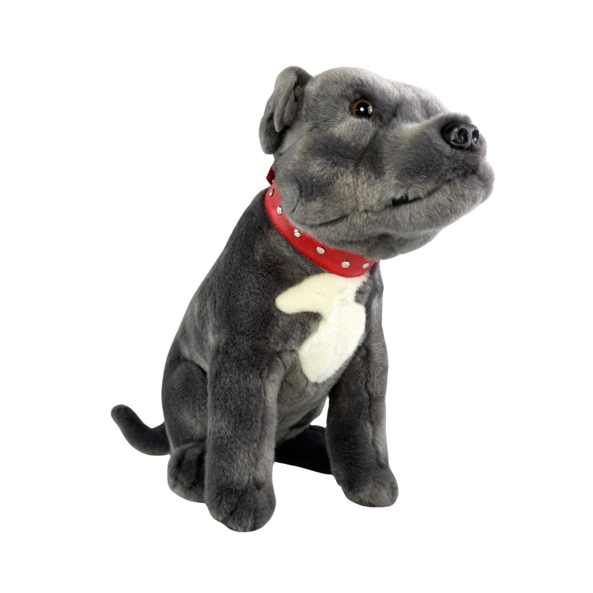 Bocchetta Storm 32cm 2kg Weighted Sitting Staffy Doorstop Plush Toy - Grey (Realistic Stuffed Animal Dog Gift)