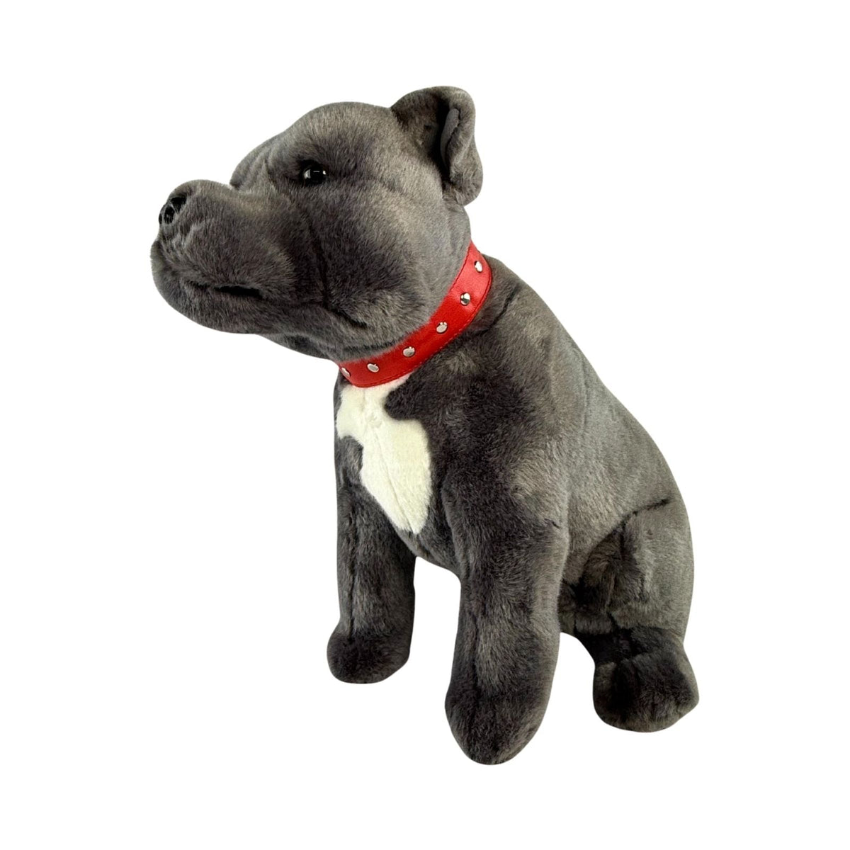 Bocchetta Storm 32cm 2kg Weighted Sitting Staffy Doorstop Plush Toy - Grey (Realistic Stuffed Animal Dog Gift)