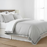 Renee Taylor Strada 1000TC Egyptian Cotton Quilt Cover Set - Silver Charcoal (Embroidered Trim)