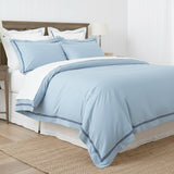 Renee Taylor Strada 1000TC Egyptian Cotton Quilt Cover Set - Sky (Embroidered Trim)