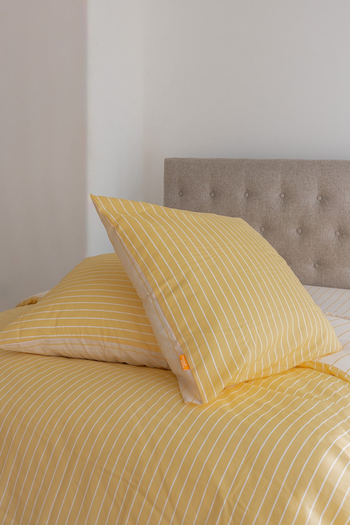 2x Square European Pillow Covers - 100% Cotton - SOLEIL Yellow
