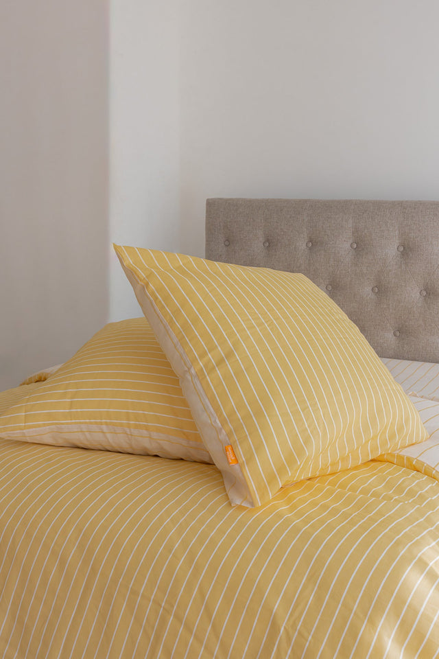 2x Square European Pillow Covers - 100% Cotton - SOLEIL Yellow