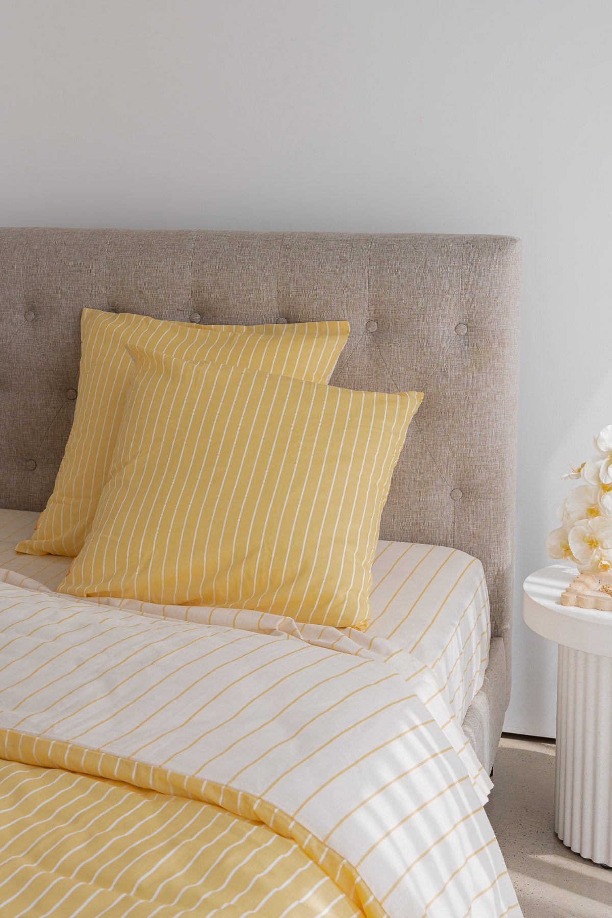 2x Square European Pillow Covers - 100% Cotton - SOLEIL Yellow