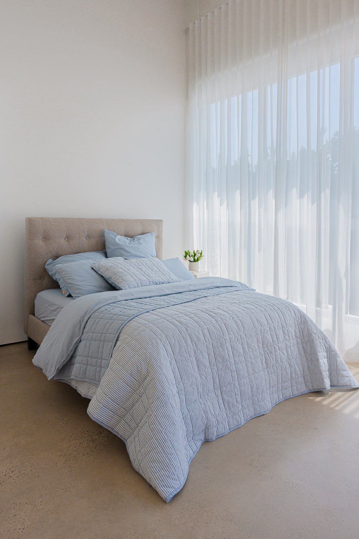 100% Cotton Quilted Blanket - CIEL Sky Blue