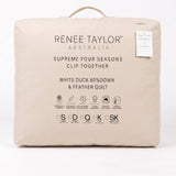 Renee Taylor Supreme Four Seasons 80% White Duck Down & Feather Quilt (Clip Together)