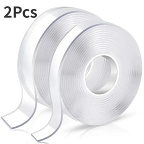 2x Double-Sided Nano Mounting Tape Traceless Clear Adhesive Invisible Gel 2M x 20mm