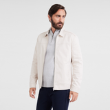 Mens Stretch Full Zip Up Jacket Blazer in Stone