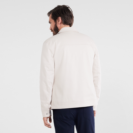 Mens Stretch Full Zip Up Jacket Blazer in Stone