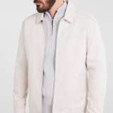 Mens Stretch Full Zip Up Jacket Blazer in Stone