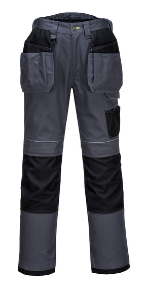 Portwest Tradies Holster Mens Cargo Work Pants (w/ Free Kneepads Safety Workwear) - Grey/Black