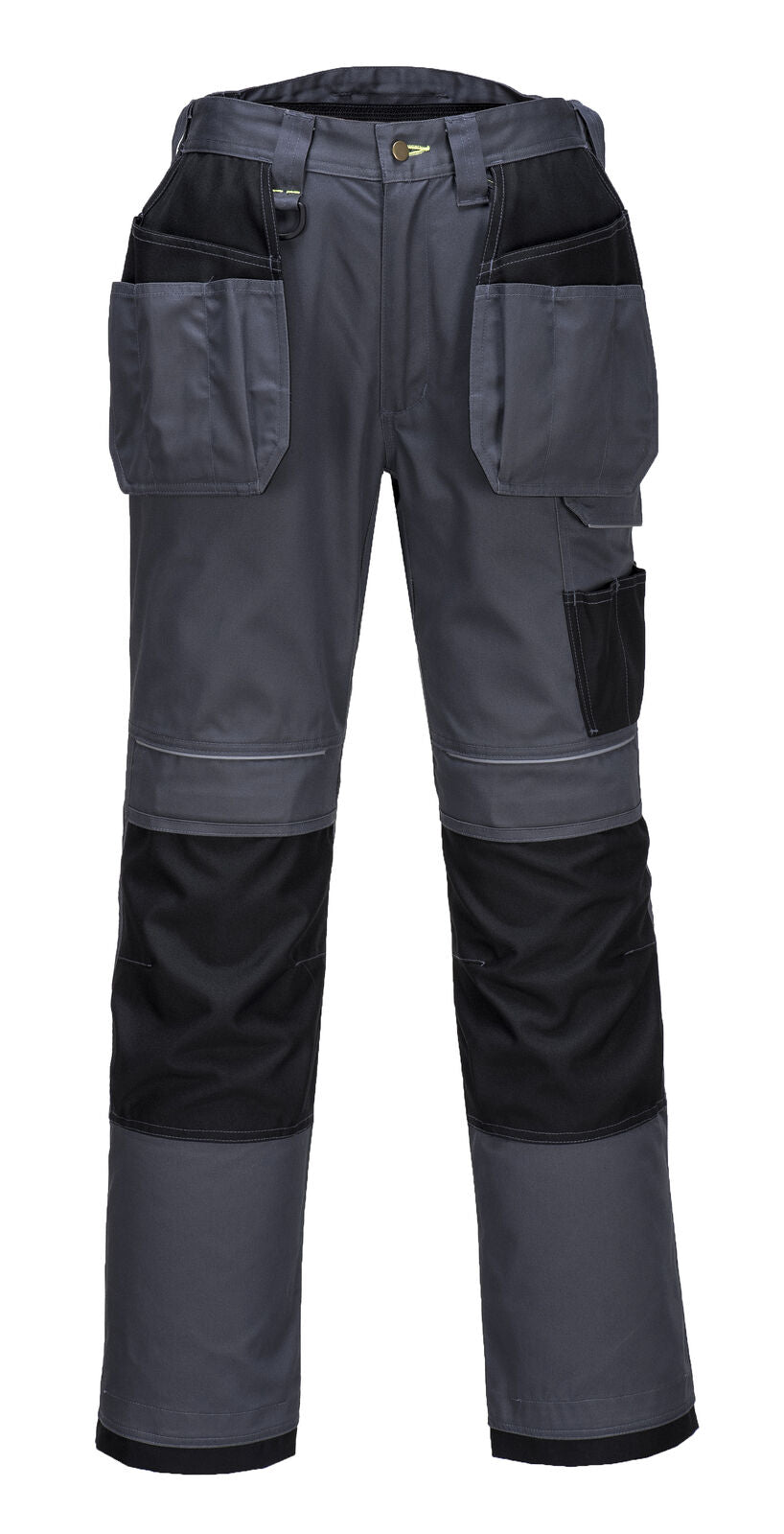 Tradies Cargo Pants Holster Work Trousers Pants w Free Kneepads Workwear Safety - Grey/Black - 44