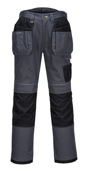 Tradies Cargo Pants Holster Work Trousers Pants w Free Kneepads Workwear Safety - Grey/Black - 44