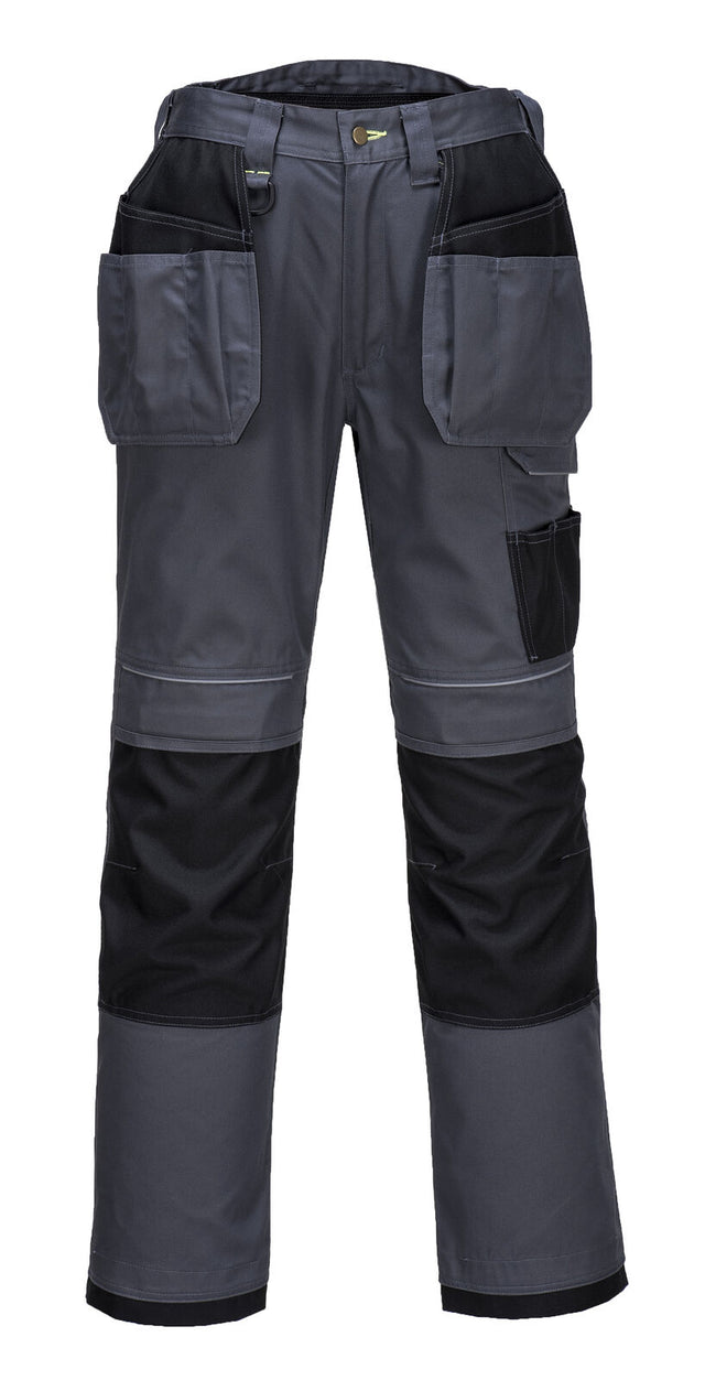 Tradies Cargo Pants Holster Work Trousers Pants w Free Kneepads Workwear Safety - Grey/Black - 44