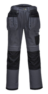 Portwest Tradies Holster Mens Cargo Work Pants w/ Free Kneepads - Grey/Black (Safety Workwear)