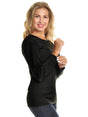 Womens Thermal Top w/ Brushed Interior Warm Winter Fleece Baselayer - Black