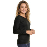 Womens Thermal Fleece Baselayer Long Sleeve Top - Black (Brushed Interior Warm Winter)