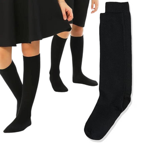 1x Black Knee High School Socks (Plain Cotton) - Girls/Boys