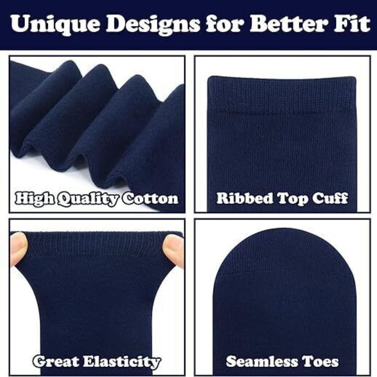 1x Pair School Uniform Knee High Socks Cotton Rich Girls Boys Kids - Navy