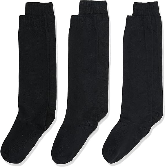 12x Pairs School Uniform Knee High Socks Cotton Rich Girls Boys Kids Bulk - Black