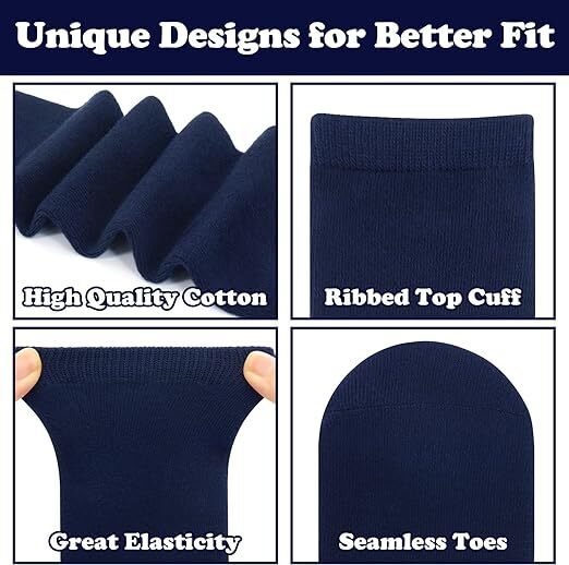 6x Pairs School Uniform Knee High Socks Cotton Rich Girls Boys Kids Bulk - Navy