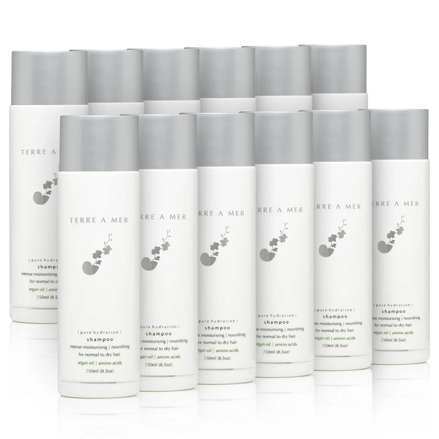 12x TERRE A MER 250ml Pure Hydration Hair Shampoo Bulk Pack - Argan Oil/Amino Acids (Normal Dry Hair)
