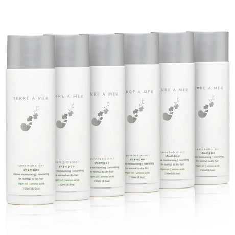 6x TERRE A MER 250ml Pure Hydration Hair Shampoo Bulk Pack - Argan Oil/Amino Acids (Normal Dry Hair)