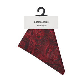 Formalaties Tapestry Scarlet Red Pocket Square (Floral Print Handkerchief)