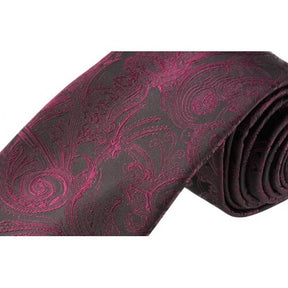 Formalaties Tapestry Wine Slim Skinny Tie - 5cm Wide (Premium Paisley)