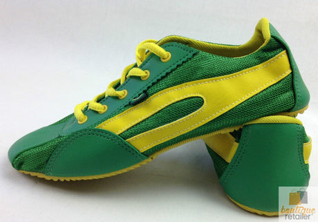 TAYGRA Slim Shoe Vegan Leather Recycled Flexible Ethical Handmade Sneakers Eco - Green/Yellow