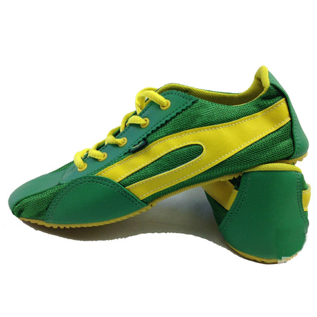 TAYGRA Slim Shoe Vegan Leather Recycled Flexible Ethical Handmade Sneakers Eco - Green/Yellow