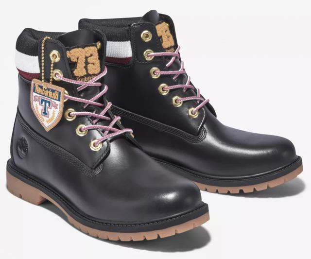 Timberland Womens Heritage 6 Inch Waterproof Leather Boots - Black Fullgrain With Pink