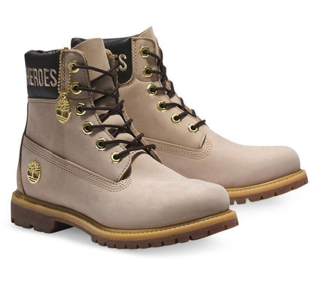 Timberland Womens Premium 6-inch Waterproof Boots Shoes Leather - Light Beige Nubuck