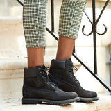 Timberland Womens Premium 6-inch Waterproof Leather Boots Classic Ladies - Black Nubuck