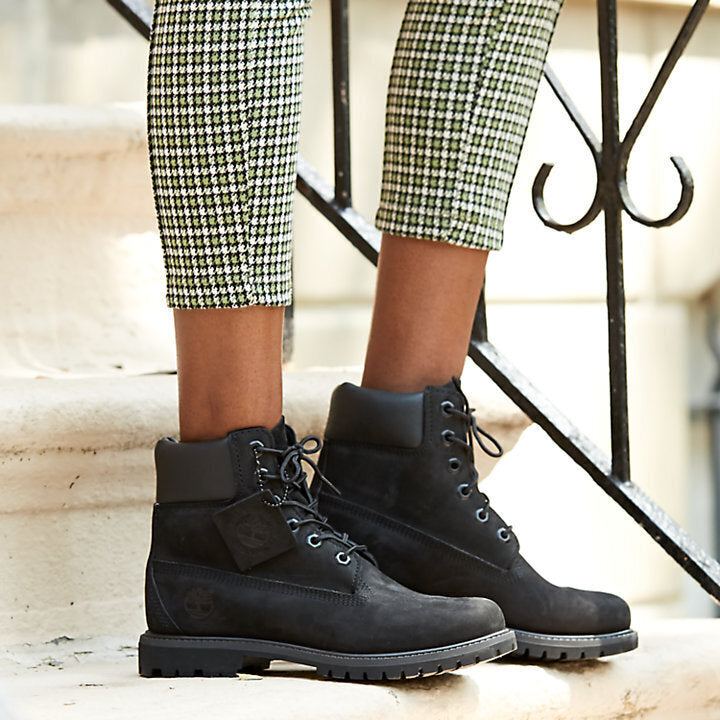 Timberland Womens Premium 6-inch Waterproof Leather Boots Classic Ladies - Black Nubuck