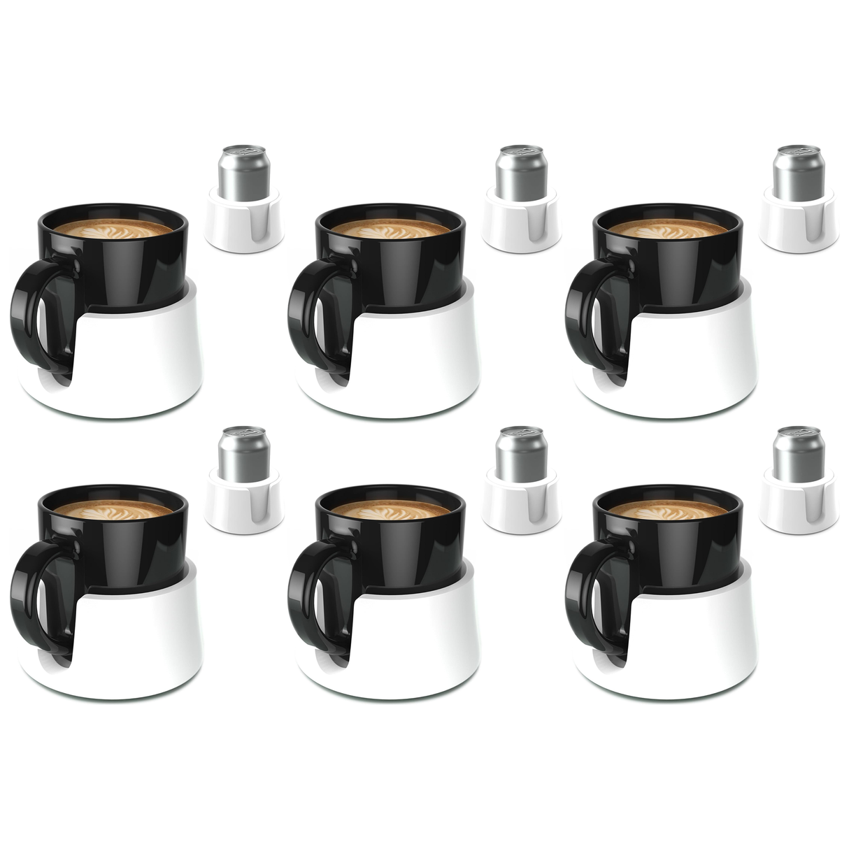 6x TableCoaster Anti-Spill Drink Holder Tray Bulk Pack - White (Couch & Car Travel)