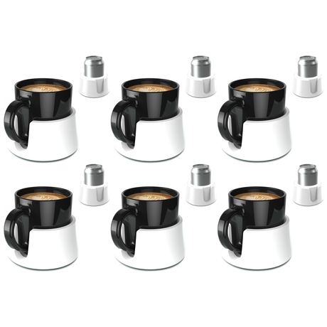 6x TableCoaster Anti-Spill Drink Holder Tray Bulk Pack - White (Couch & Car Travel)