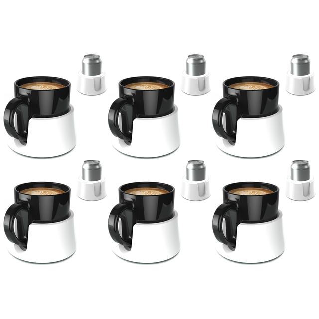 6x TableCoaster Anti-Spill Drink Holder Tray Bulk Pack - White (Couch & Car Travel)
