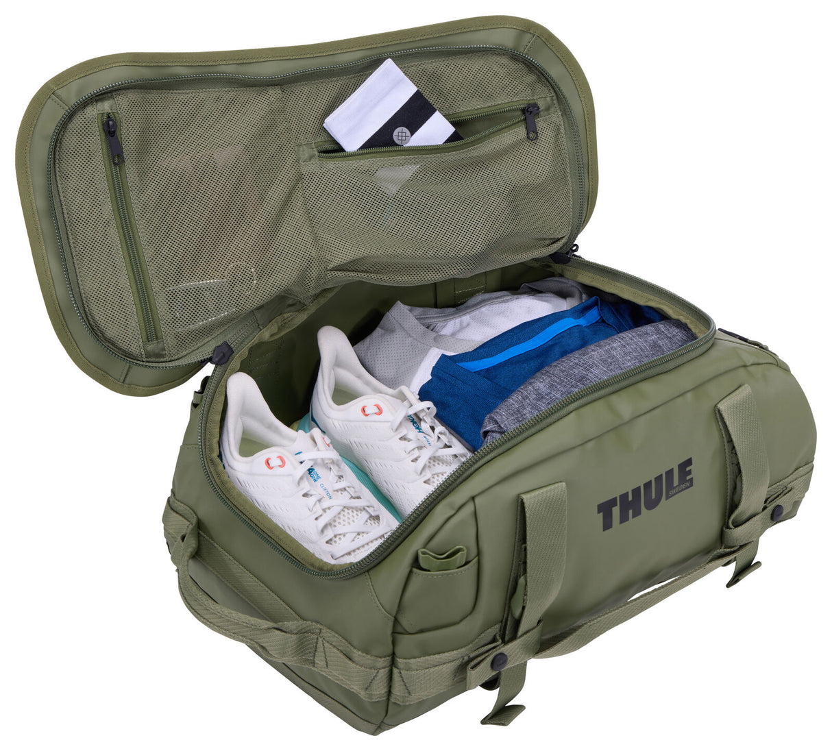 Thule Chasm 30L Duffel Overnight Bag Convertible Backpack Duffle in Olivine
