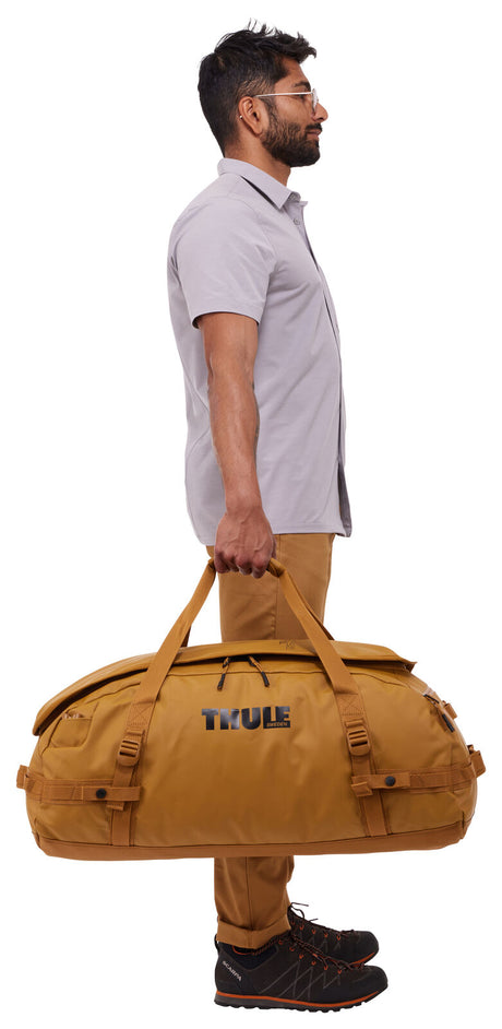 Thule Chasm 70L Duffel Overnight Bag Convertible Backpack Duffle in Golden