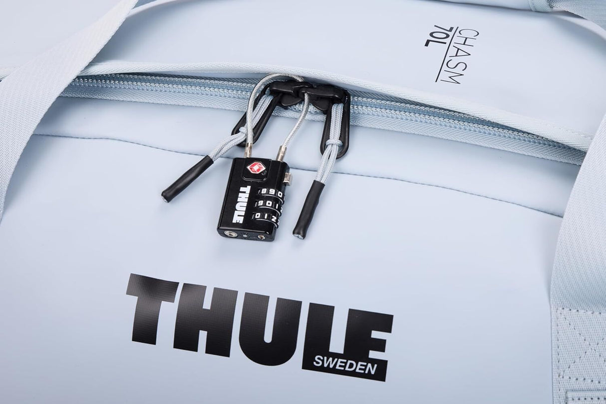 Thule Chasm 70L Duffel Overnight Bag Convertible Backpack Duffle in Soft Blue